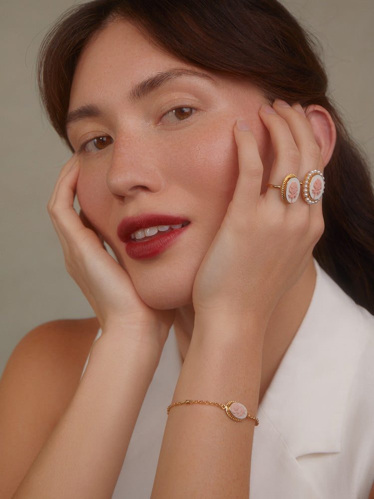 White Rose Cameo Bracelet