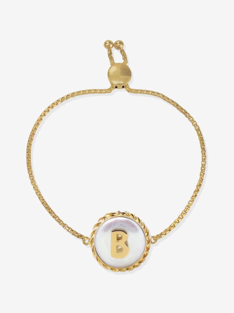 Moonglow Gold-plated Initial Pearl Bracelet