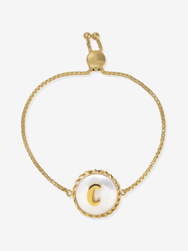 Moonglow Gold-plated Initial Pearl Bracelet