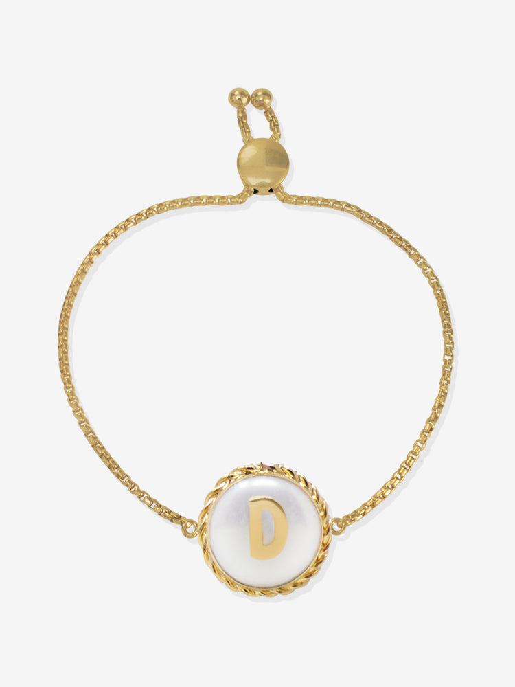 Moonglow Gold-plated Initial Pearl Bracelet