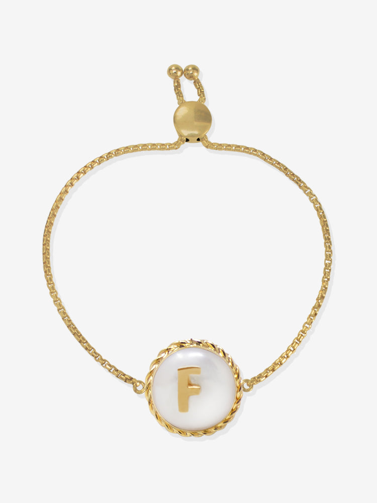 Moonglow Gold-plated Initial Pearl Bracelet