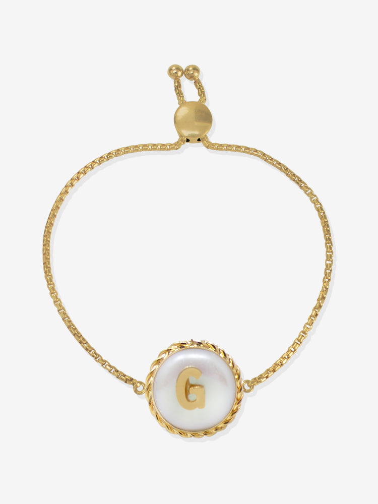 Moonglow Gold-plated Initial Pearl Bracelet