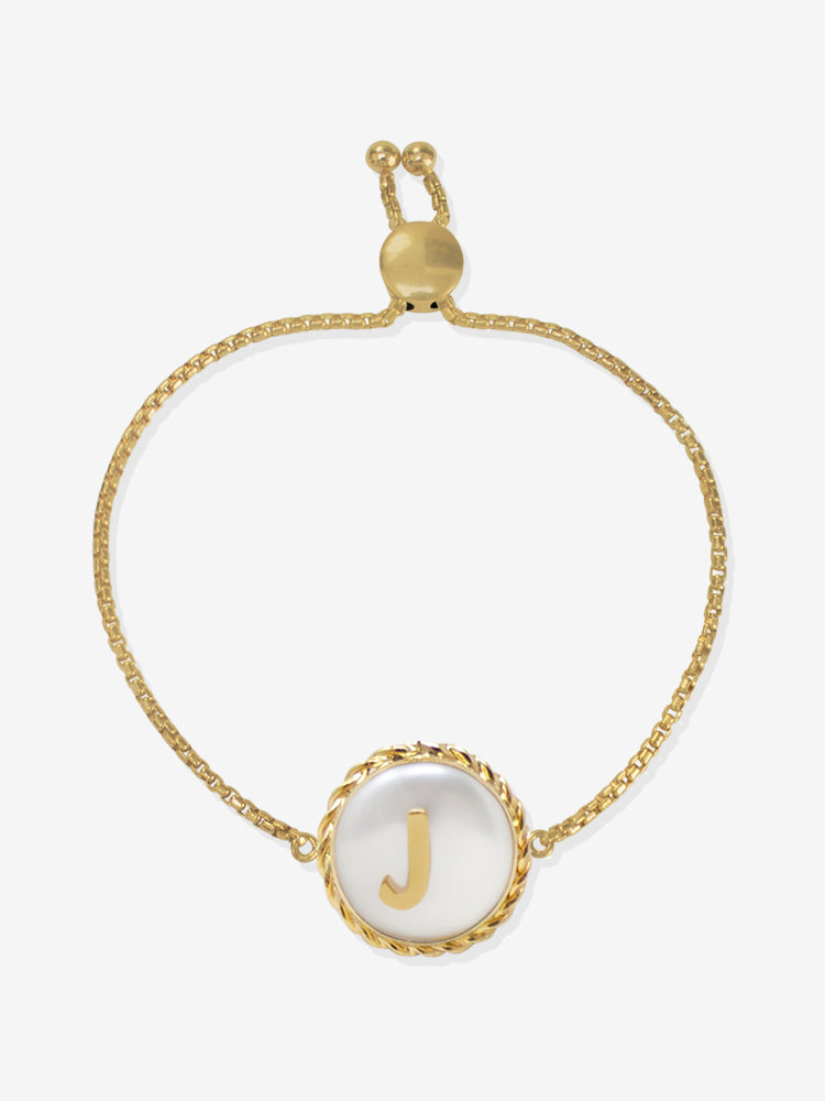 Moonglow Gold-plated Initial Pearl Bracelet