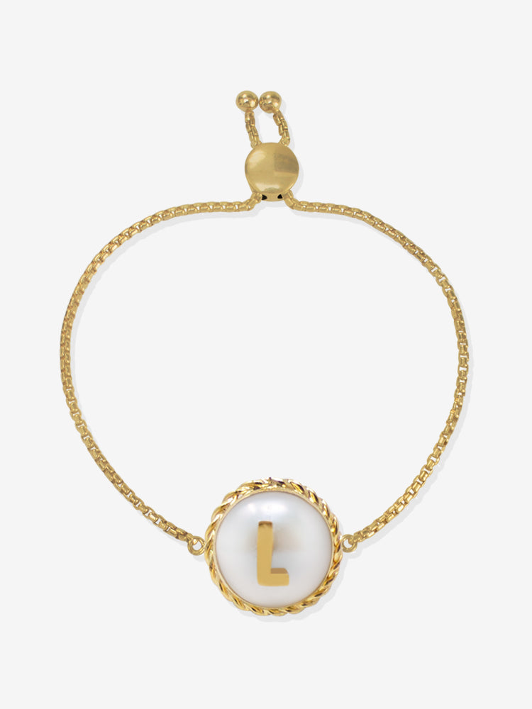 Moonglow Gold-plated Initial Pearl Bracelet
