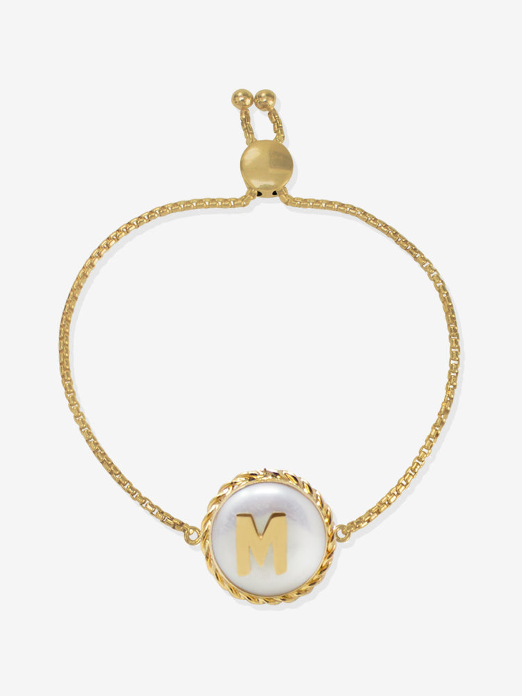 Moonglow Gold-plated Initial Pearl Bracelet