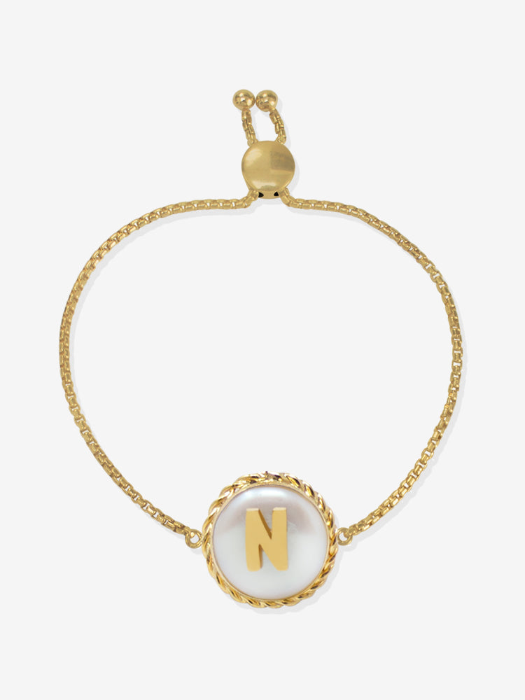 Moonglow Gold-plated Initial Pearl Bracelet