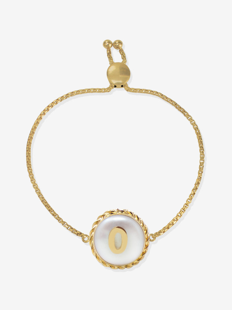 Moonglow Gold-plated Initial Pearl Bracelet