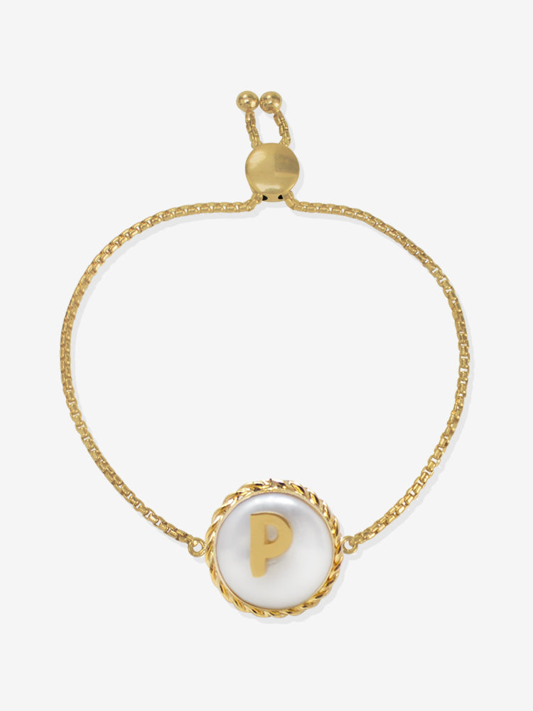 Moonglow Gold-plated Initial Pearl Bracelet