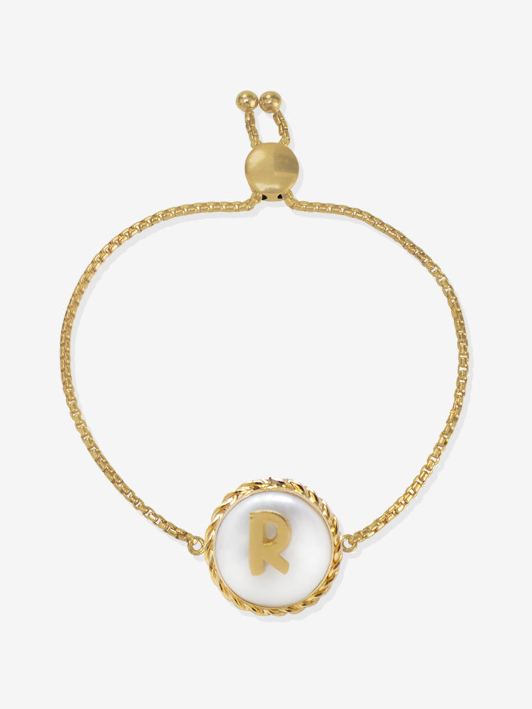 Moonglow Gold-plated Initial Pearl Bracelet