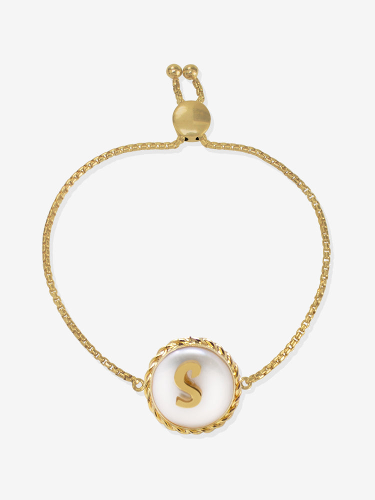 Moonglow Gold-plated Initial Pearl Bracelet