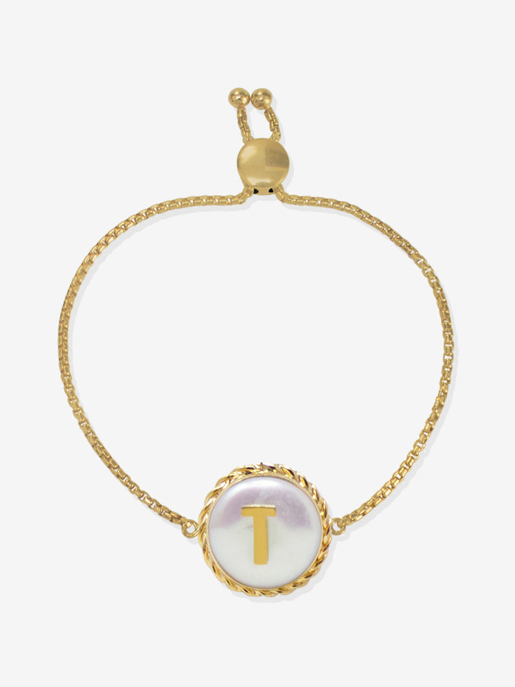 Moonglow Gold-plated Initial Pearl Bracelet