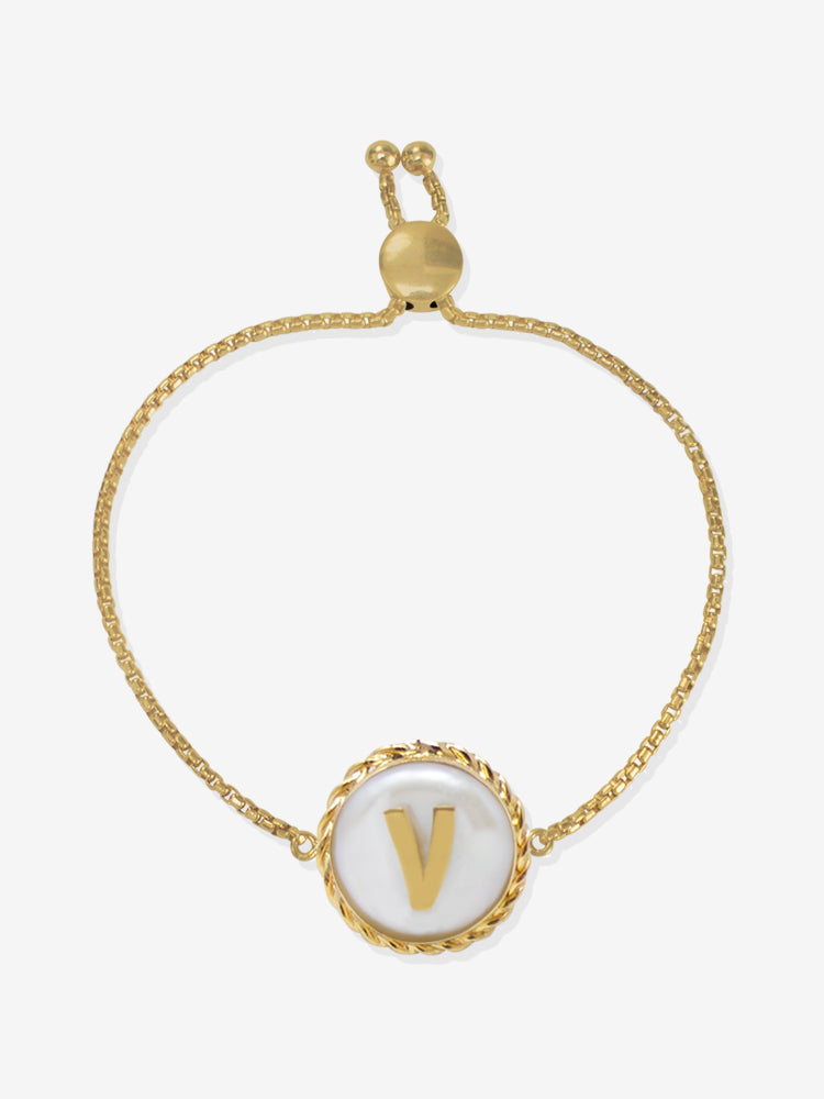 Moonglow Gold-plated Initial Pearl Bracelet
