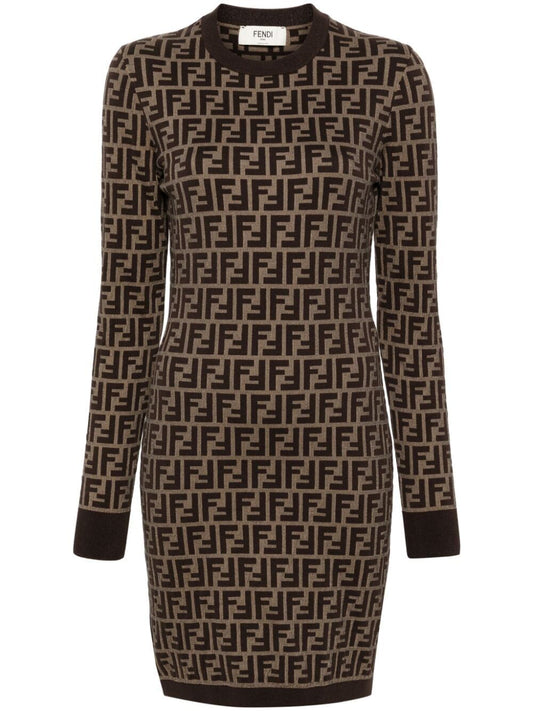 Fendi Ff Cotton Fitted Dress
