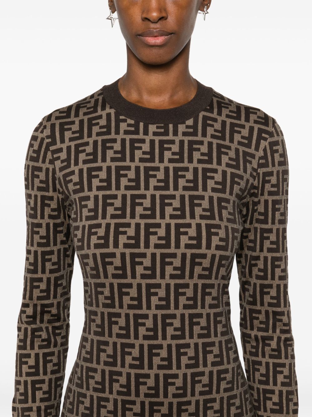 Fendi Ff Cotton Fitted Dress