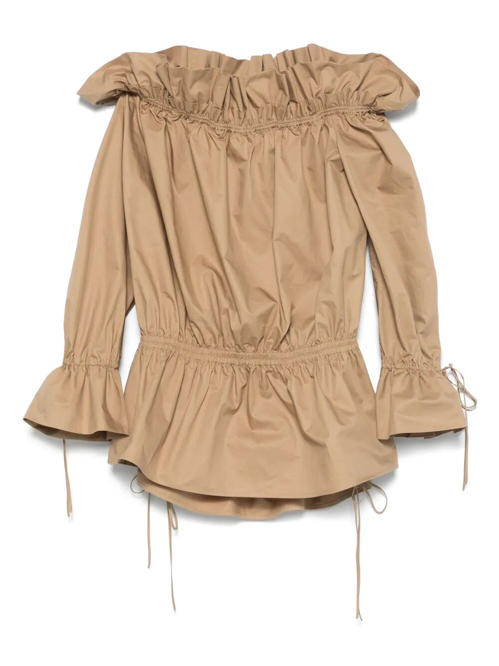 Saint Laurent Paris Cotton Serge Gathered Mini Dress