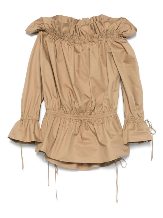 Saint Laurent Paris Cotton Serge Gathered Mini Dress