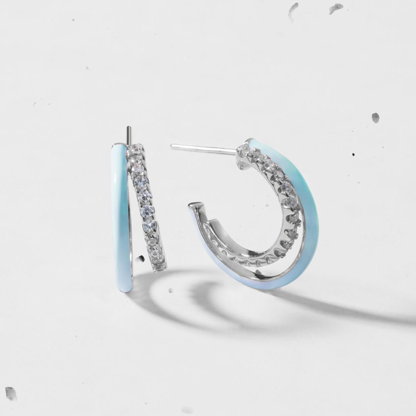 Mini Enamel Double Hoop Earrings