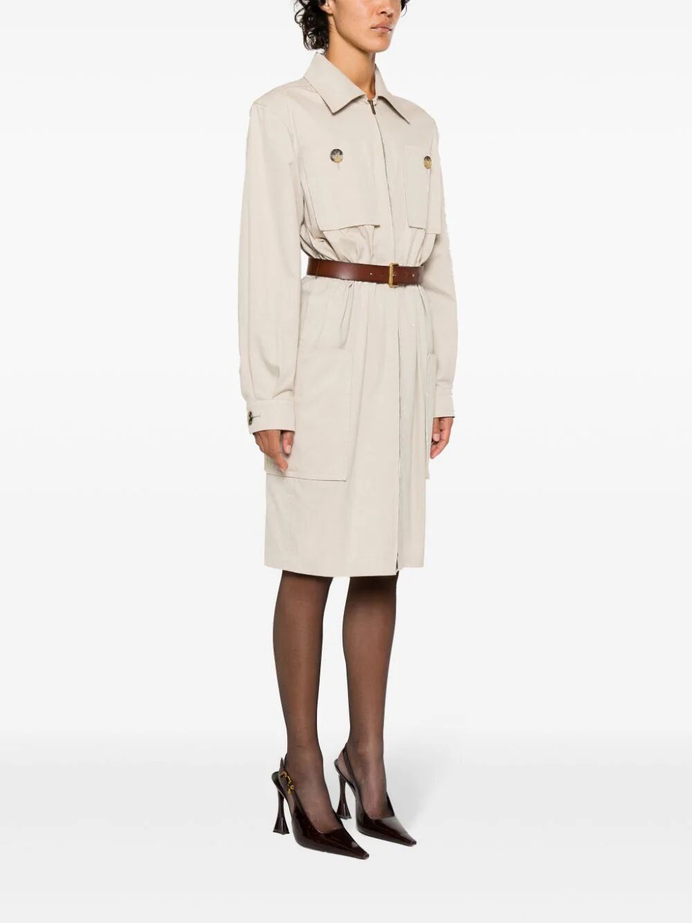 Saint Laurent Paris Saharienne Belted Cotton Dress