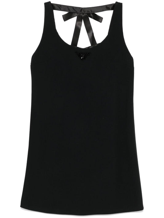 Prada Bow Detailing Crepe Mini Dress