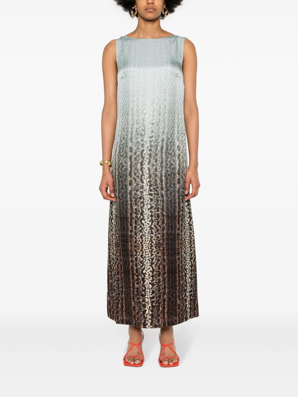 Fendi Animalier Sleeveless Silk Dress