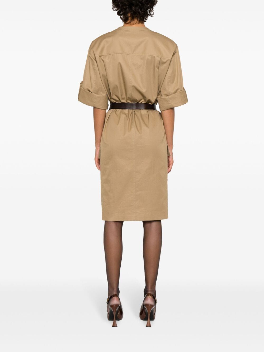 Saint Laurent Paris Belted Cotton Twill Dress