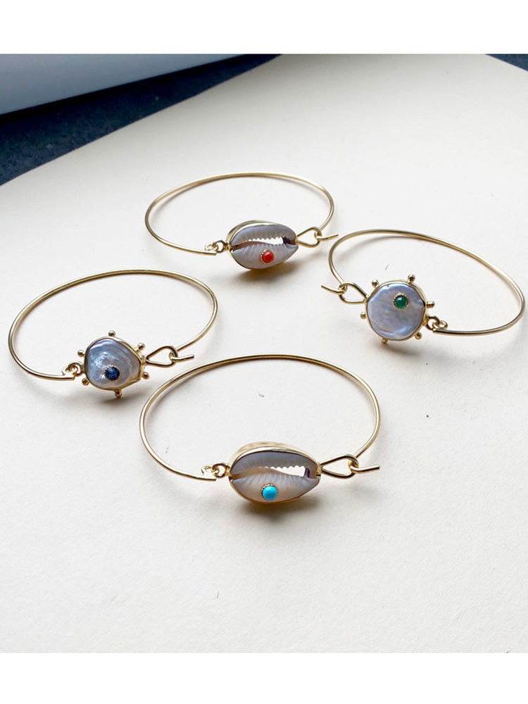 Turquoise & Cowrie Shell Cuff Bracelet