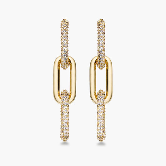 Half Pave Chain Earrings