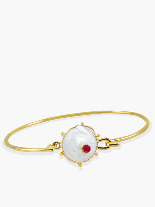 Rebel Rebel Pearl & Pink Ruby Cuff Bracelet
