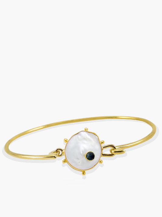 Rebel Rebel Pearl & Blue Sapphire Cuff Bracelet