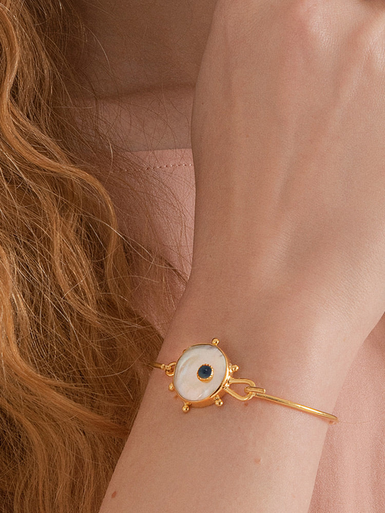 Rebel Rebel Pearl & Blue Sapphire Cuff Bracelet