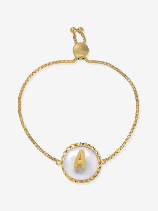 Moonglow Gold-plated Initial Pearl Bracelet
