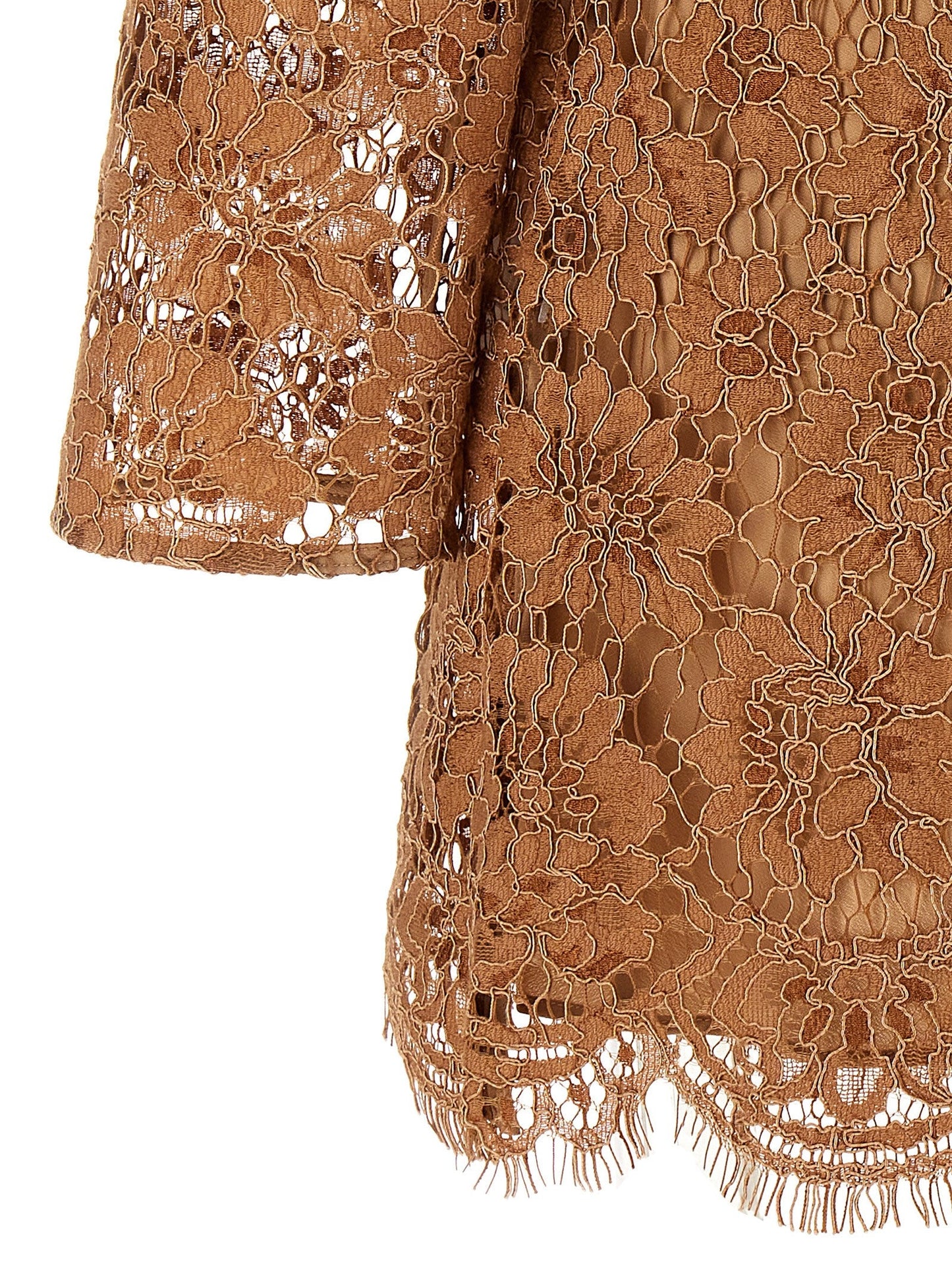 Self Portrait 'Tan Lace Bow Mini' Dress