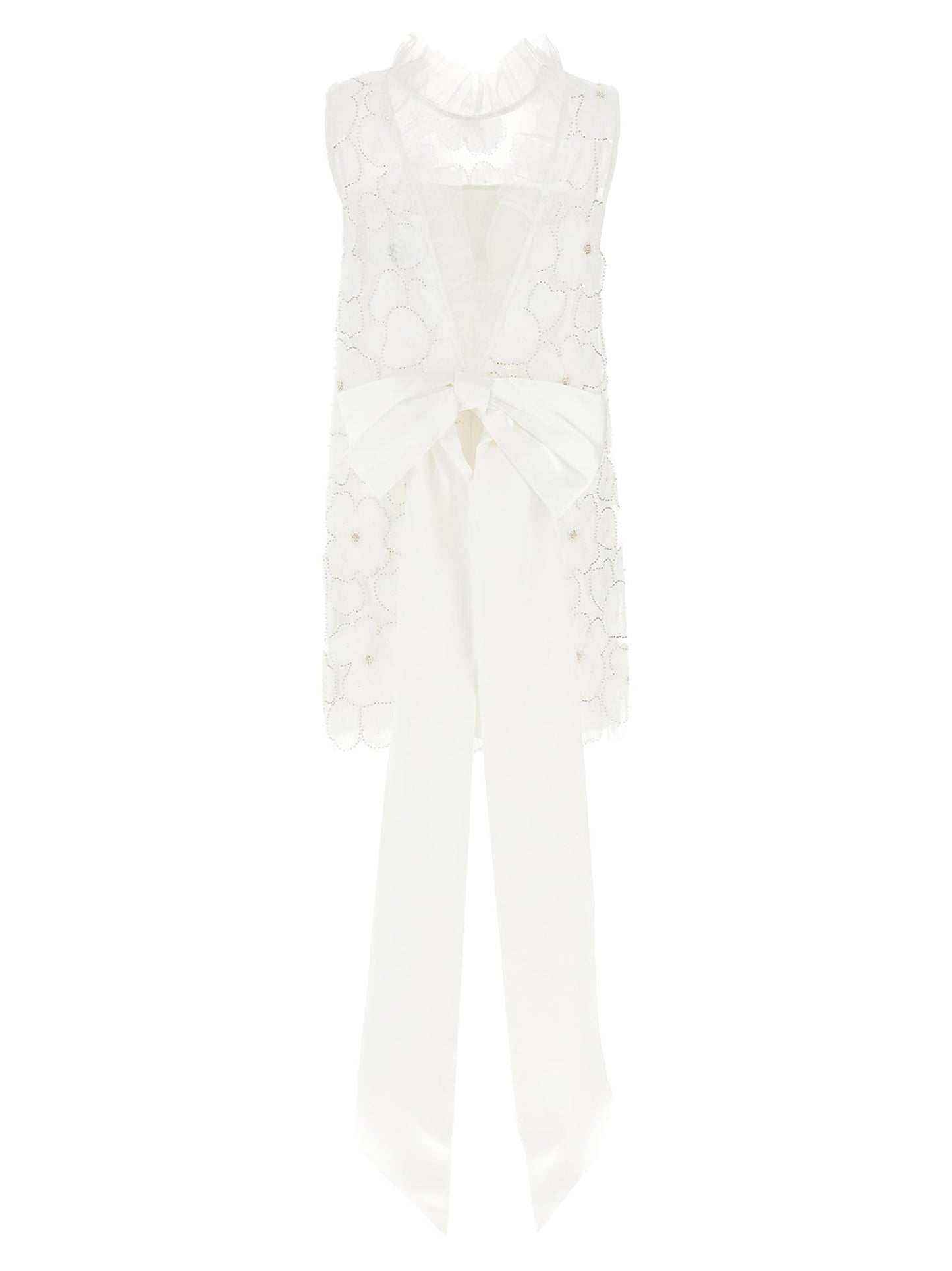 Self Portrait 'White Tulle Satin Bow Mini' Dress