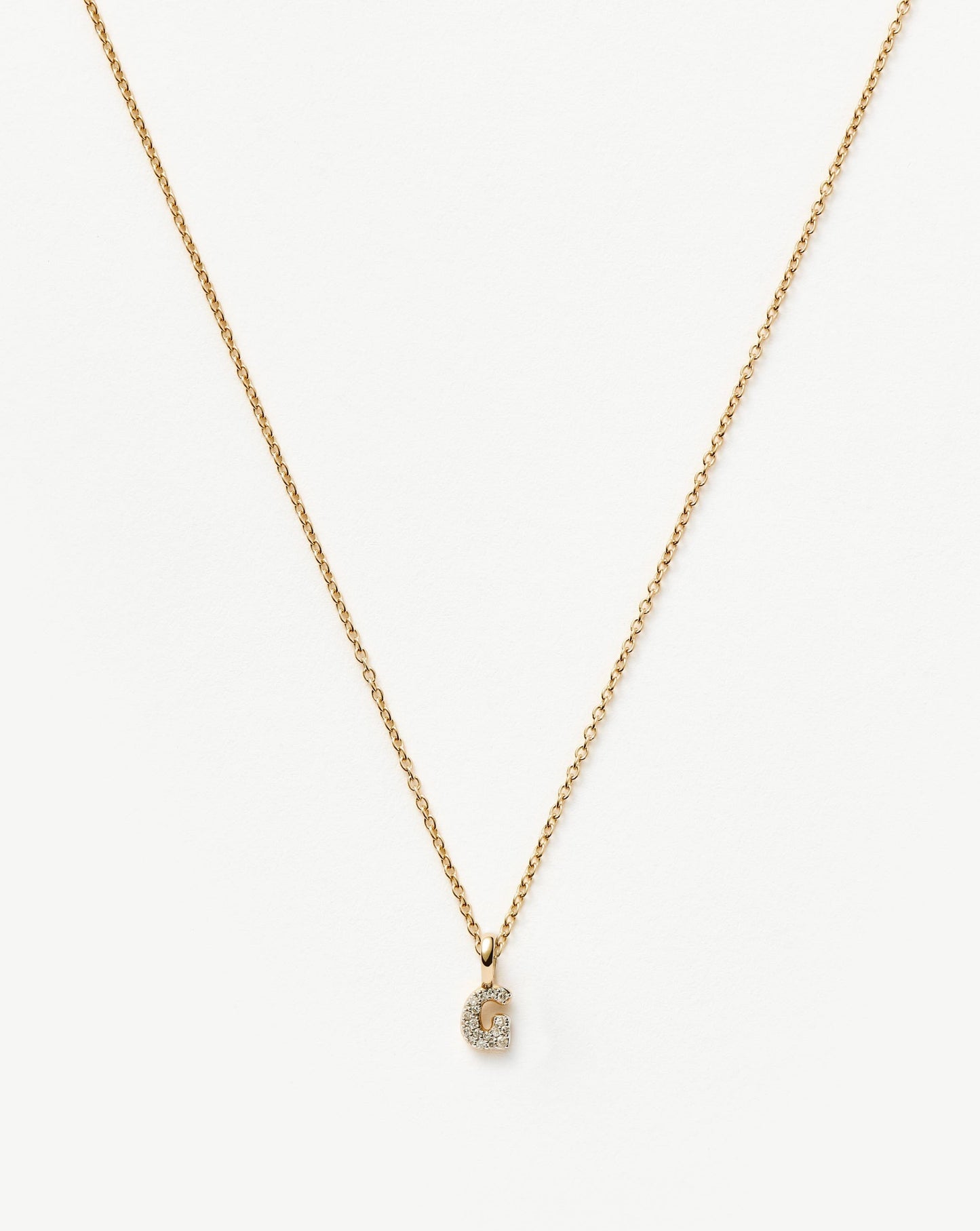 Fine Diamond Initial Mini Pendant Necklace - G | 14k Solid Yellow Gold Plated/Diamond