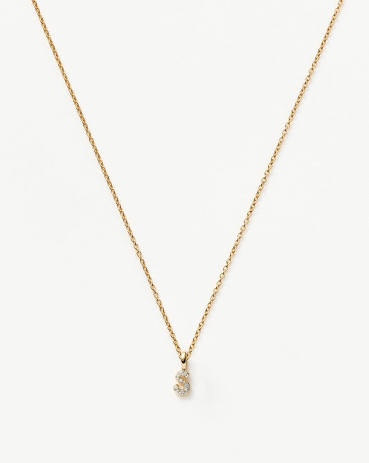 Fine Diamond Initial Mini Pendant Necklace - S | 14k Solid Yellow Gold Plated/Diamond