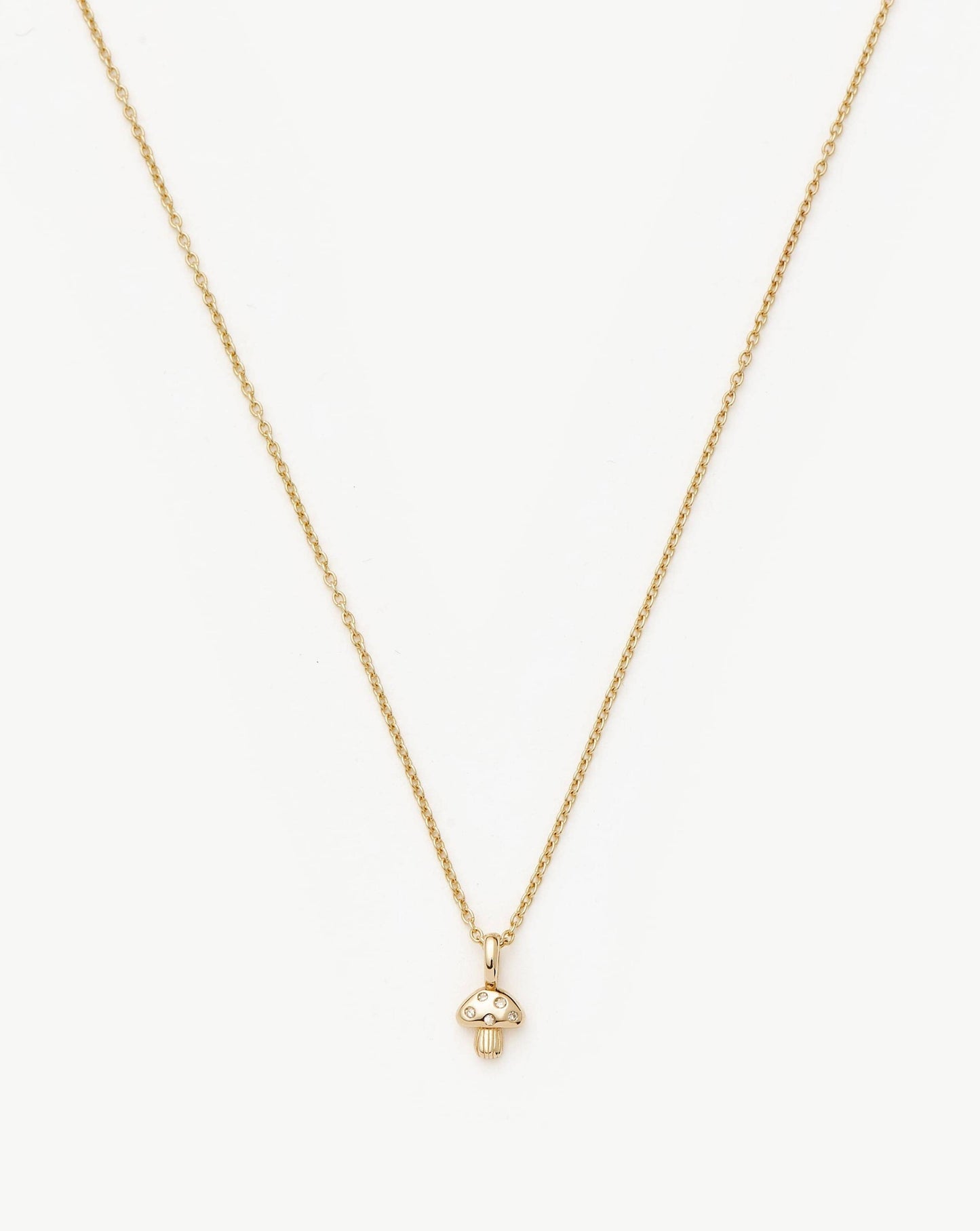 Fine Diamond Mushroom Mini Pendant Necklace | 14k Solid Gold/Diamond