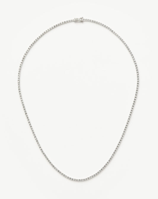 Fine Diamond Tennis Necklace | 14k Solid White Gold Diamond