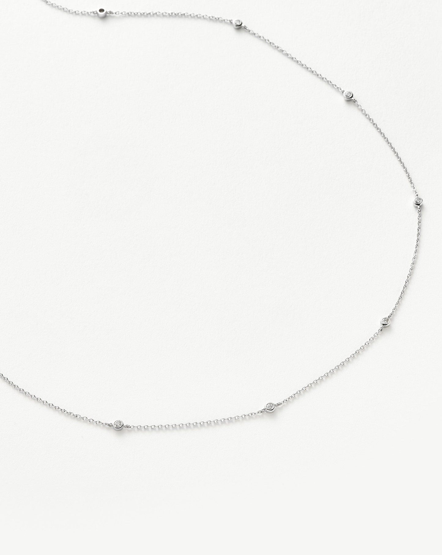 Fine Floating Diamond Necklace | 14k White Gold