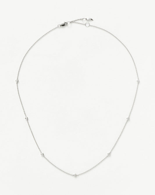 Fine Floating Diamond Necklace | 14k White Gold